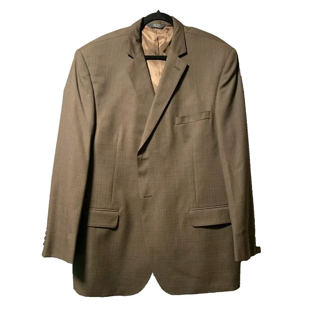 Pronto Uomo Sport Coat Mens 50R Wool Brown Two Button Double Vented Window Pane